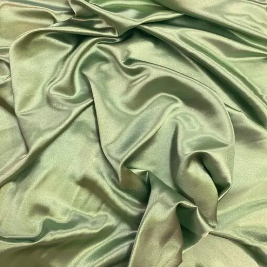 1 Yard Sage Green Crepe Satin Fabric Shiny Matte Polyester For Gowns Dresses Costumes 58" Width {2}