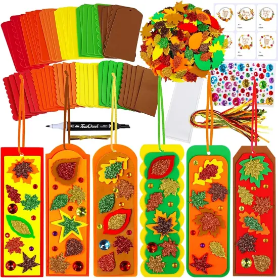 Fall Craft Kits - DIY Leaf Bookmarks & Decorations Art Sets for Kids {1}