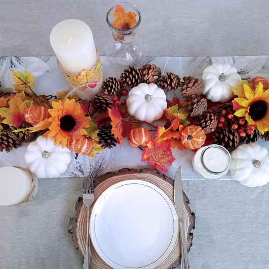 8 Pcs White Mini Artificial Pumpkins {3}