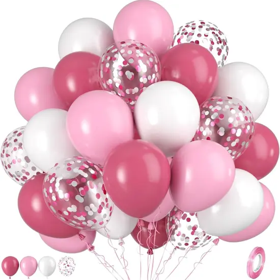 Hot Pink White Balloons (Pink White Rose Red) {1}
