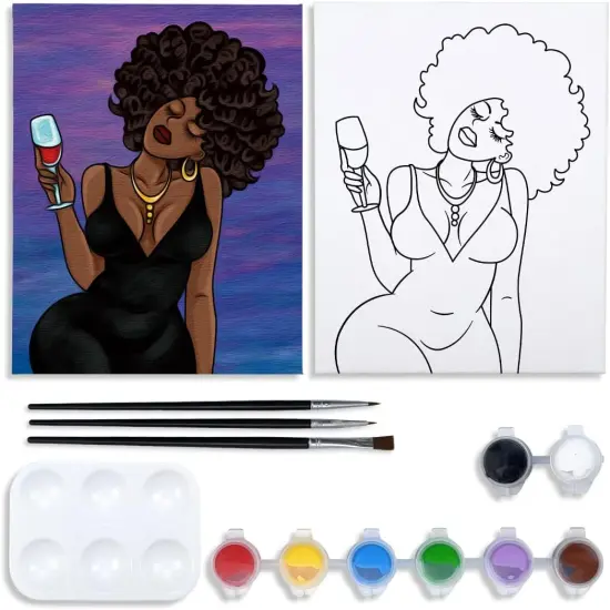 Pre Drawn Canvas Painting Kit - 8x10 (Pallet Chic Girl) {1}