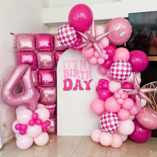 Hot Pink Square Foil Balloon Wall(pink) {5}