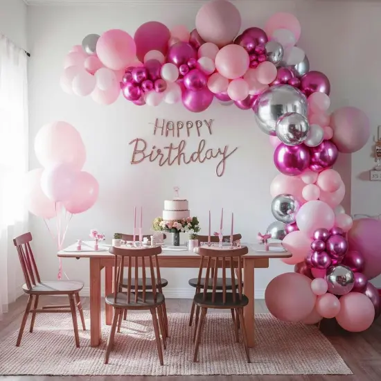 Pink and Silver Balloon Arch Kit (	Pink-silver ) {2}