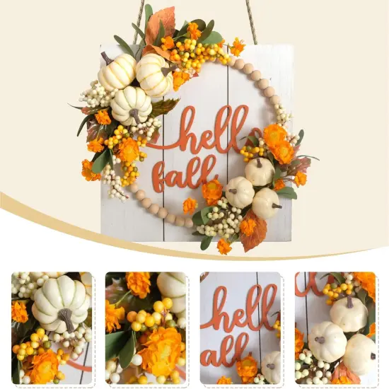 Hello Fall Sign Wreath for Front Door (Orange) {2}