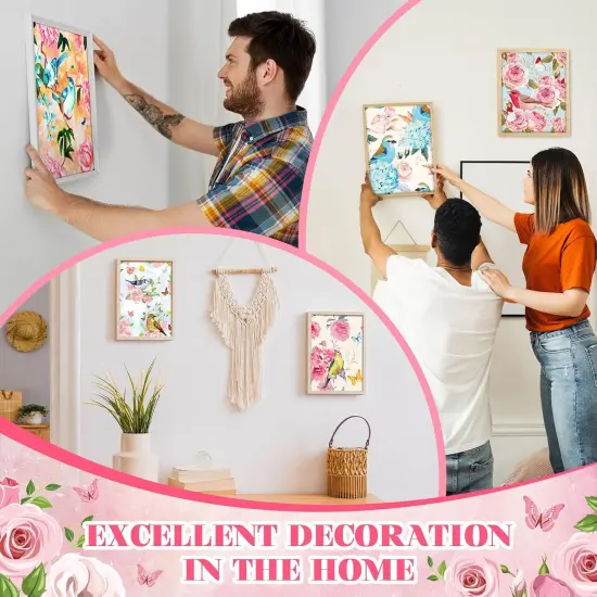 8 Sets Flower and Bird Pre Drawn Canvas Painting Kits - 8" x 10" {5}