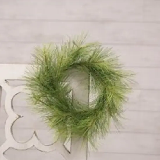 Stone Pine Ring with Long Pine Needles and Brown-Wrapped Base for Winter and Christmas Decor {2}