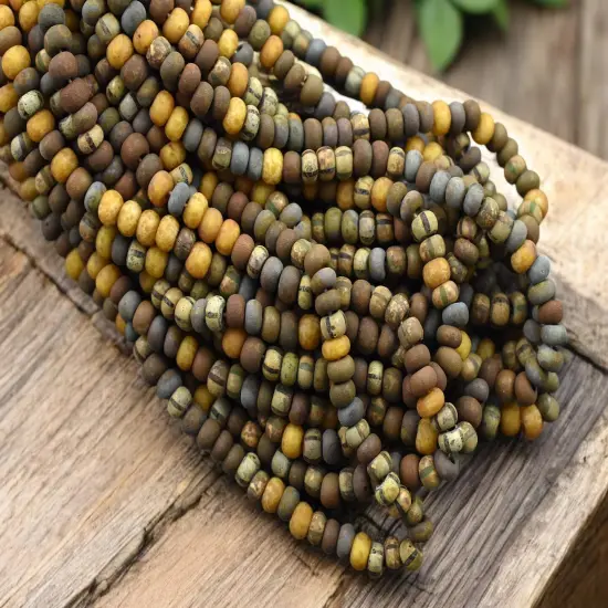 4/0 Aged Matte Caribbean Striped Picasso Seed Bead Mix (21" Strand) (21" Strand) {1}