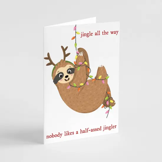 Funny Sloth Christmas Greeting Cards – Jingle All The Way Holiday Notecards Bulk Pack, Boxed Set of 24 Blank Cards with Envelopes {2}