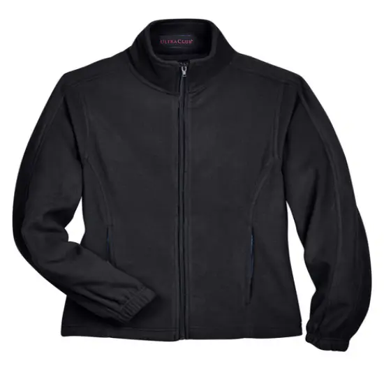 UltraClub&reg; Ladie's Iceberg Fleece Full Zip Jacket Black {1}