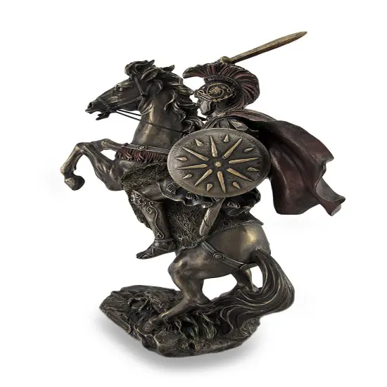 Alexander the Great Riding Bucephalus Bronzed Sculptural Statue {3}