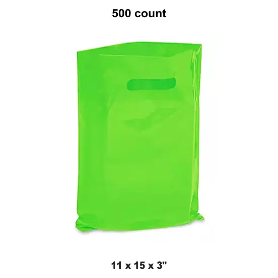 11 x 15 x 3" Custom Die Cut Bags for Branding Lime Green {1}