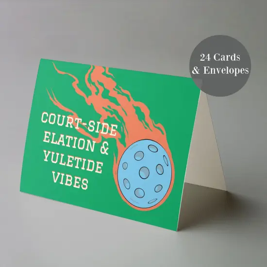 Pickleball Christmas Greeting Cards Boxed Set of 24 Holiday Notecards Featuring Fun Pickleball-Themed Designs and Puns, Perfect for Pickleball Players and Fans {6}