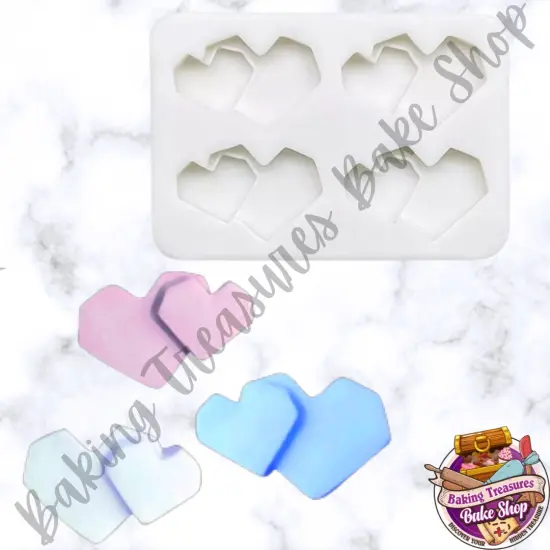GeometricHeart Quad Silicone Mold {1}