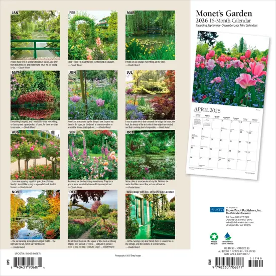 Monet's Garden | 2026 12 x 24 Inch (Hanging) Monthly Square Wall Calendar | Foil Stamped Cover {2}