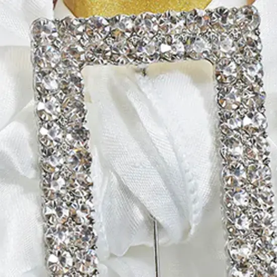 Rectangular Rhinestone Chair Band Buckle Silver Metal Accent 2 Inch Width {4}