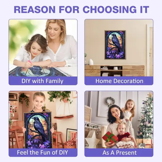 5D Crow Stained Glass Diamond Painting Kits {3}