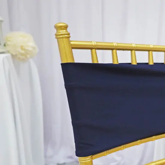 10 Pieces Navy Blue Stretch Spandex Chair Bands for Banquet Chairs 7 x 13 Inches {5}
