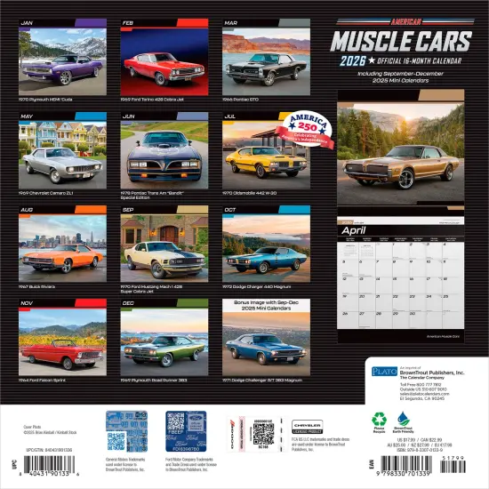 American Muscle Cars OFFICIAL | 2026 12 x 24 Inch (Hanging) Monthly Square Wall Calendar | Foil Stamped Cover {2}