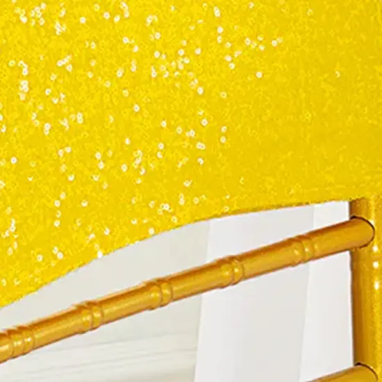 1 Piece Canary Yellow Sequin Spandex Chair Cap 13.5 inch by 10 inch Party Decor {5}