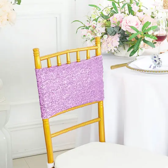 10 Pieces Shimmering Lavender Sequin Stretch Spandex Chair Bands 7 x 13 Inches {2}