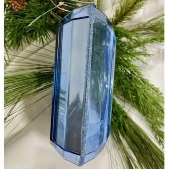 9" Acrylic Rectangle Jewel Ornament: Sapphire Blue {2}