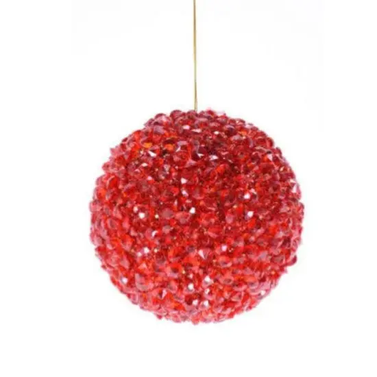 4" Red Crystal Ball Ornament {1}