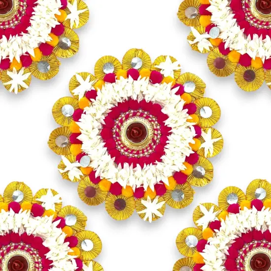 Rangoli Mat Candle Holders Festival of Light Decorative T-light Candle Stand for Diwali Christmas Thanksgiving Hanukkah Gift Pompom Rangoli for Centerpiece Dining Table Home Decor {6}