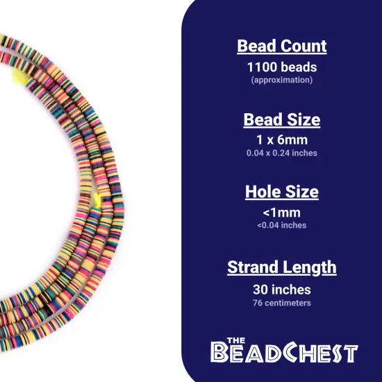 The Bead Chest Juabo Medley Vinyl Phono Record Beads 6mm Ghana African Multicolor Heishi 30 Inch Strand Handmade {4}