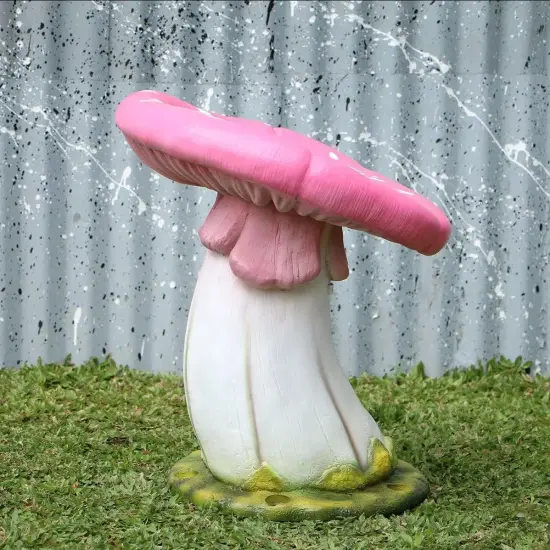 Pink Single Mushroom Stool Over Sized Statue {5}