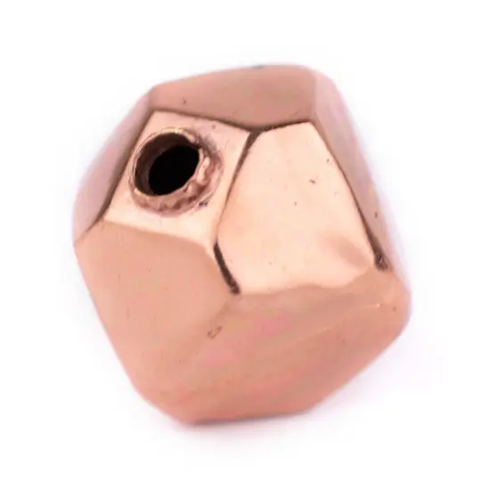 The Bead Chest Hollow Cornerless Cube Bead: Large Copper 30mm Centerpiece Pendant Bead {3}