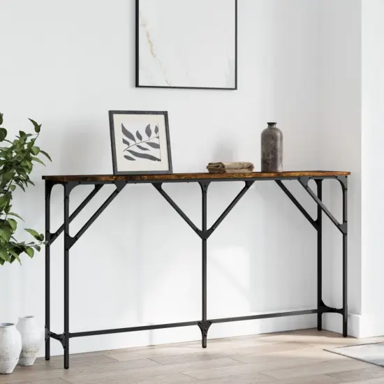 vidaXL Console Table Smoked Oak 55.1"x9.1"x29.5" Engineered Wood {1}
