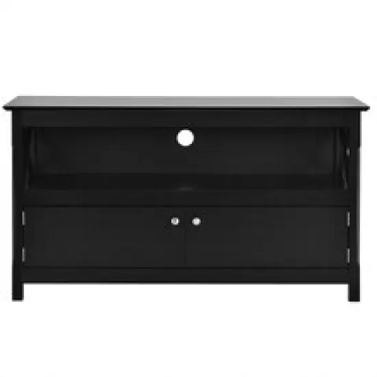 44 Inch Wooden Storage Cabinet TV Stand White {8}