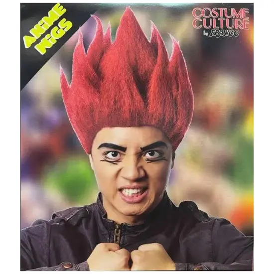 Anime Red Riot Adult Red Costume Wig {5}