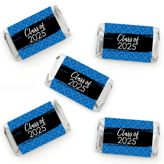 Big Dot of Happiness 2025 Blue Graduation Party - Mini Candy Bar Wrapper Stickers - Small Favors - 40 Count {1}