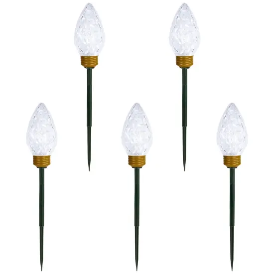 Northlight LED Lighted C9 Style Christmas Pathway Lawn Stakes - 8'- Clear - 5ct {1}