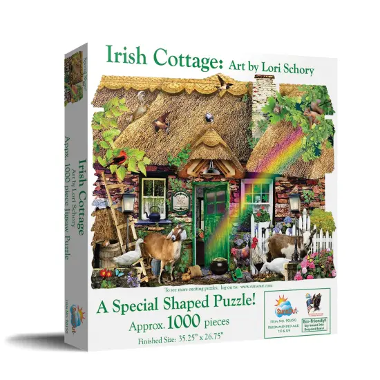 Sunsout Irish Cottage 1000 pc Special Shape Jigsaw Puzzle 90350 {3}