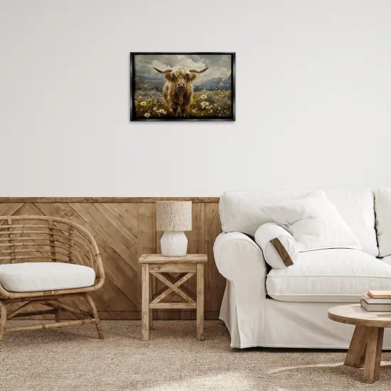 Stupell Industries Cattle in Daisy Field Floater Framed Canvas Wall Art Design by LSR Design Studio {2}