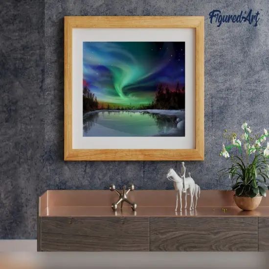 Figured'Art Paint by Numbers Kit for Adults Aurora borealis and Lake 16"x20" - Craft Art Painting DIY Kit Rolled Canvas without frame {4}