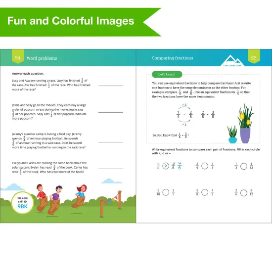 IXL Fractions 3rd Grade Math Workbook, Mathematics Book for Kids Ages 8-9 Covering Addition, Subtraction, Multiplication, Division, and Comparing With Part and Mixed Numbers {4}