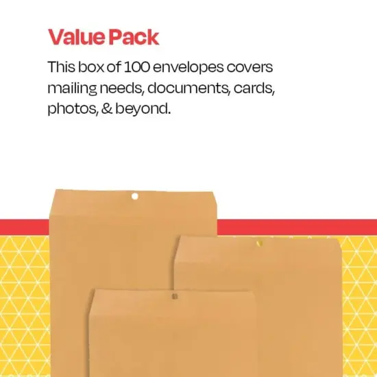 School Smart Kraft Envelope with Clasp, 10 x 15 Inches, Pack of 100 {6}