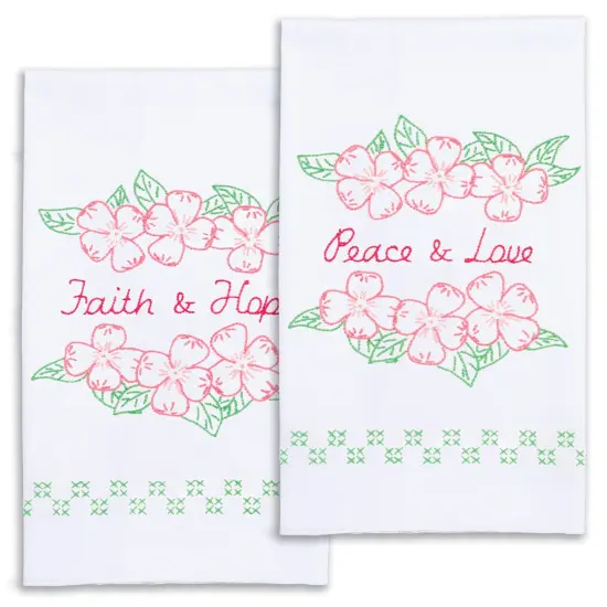 Jack Dempsey Stamped Decorative Hand Towel Pair 17"X28"-Faith, Hope, Peace & Love {3}