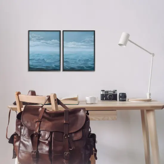 Stupell Industries Clouds over Rough Sea Waves 2pc Framed Giclee Wall Art Set Design by Grace Popp  {2}