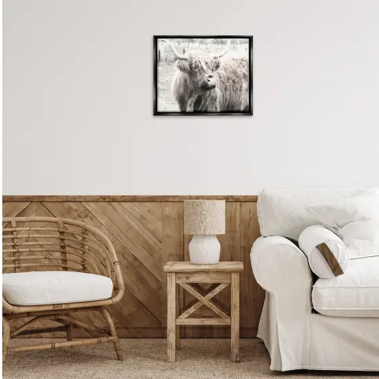 Stupell Industries Highland Cow Gazing Portrait Floater Framed Canvas Wall Art Design by Graffi*tee Studios {2}
