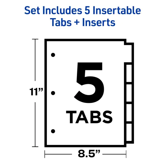 Avery Big Tab Insertable Dividers for 3 Ring Binder, 5-Tab Sets, Clear Tabs, Buff Paper with Gold-Reinforced Buff Paper, 24 Sets (11113) {5}