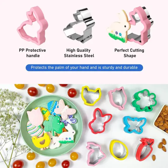 8 Pcs Easter Cookie Cutters, Sandwich Cutters, Holiday Biscuit Cutters with Comfort Grip, Molds for Cakes Biscuits and Sandwiches, Holiday Decorative Party Supplies {3}