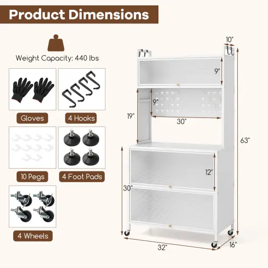 Multifunctional Microwave Stand with 5 Tier Storage and LED Lights Black {9}