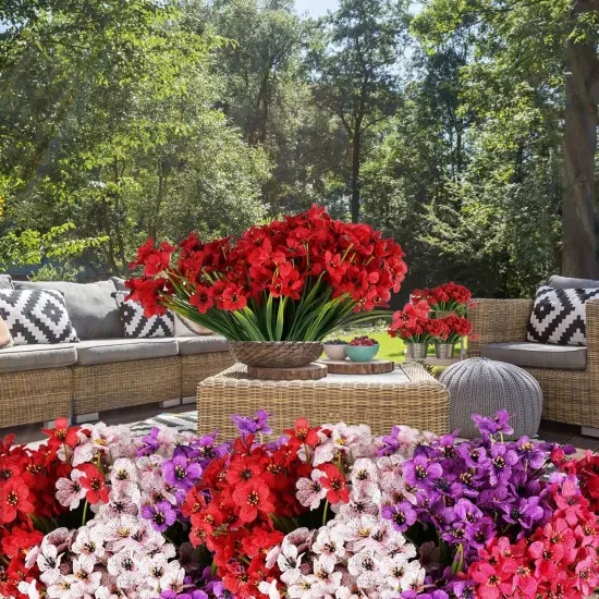 20 Bundles Artificial Flowers Outdoor UV Resistant Fake Flowers No Fade {2}