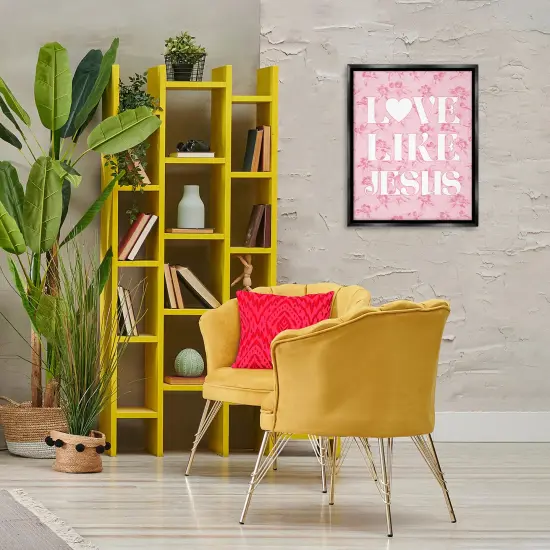 Stupell Industries Love Like Jesus on Floral Floater Framed Canvas Wall Art Design by Daphne Polselli {8}