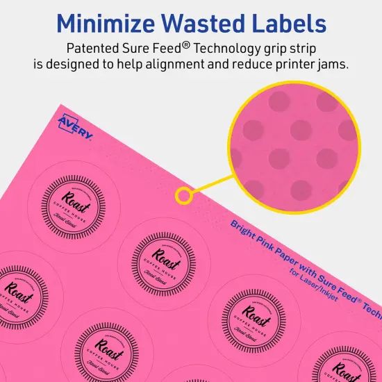 Avery Bright Pink Paper Labels, 1.75" Diameter Round {4}