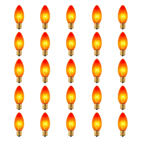 Northlight C9 Transparent Incandescent Christmas Replacement Bulbs - Orange - Pack of 25 {4}